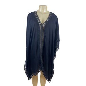 Tommy Bahama Black Poncho With Crochet Trim For Women Size S/P